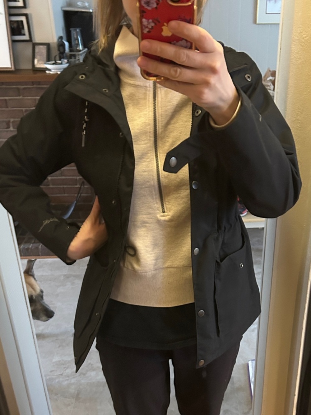 Eddie Bauer Black Hooded Raincoat